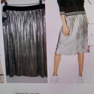 PROJECT RUNWAY Silver Pleated Midi Skirt S